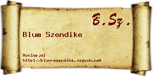 Blum Szendike névjegykártya